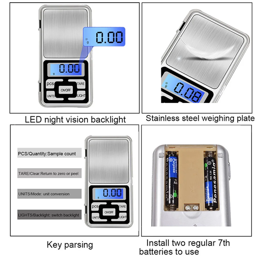 Urijk 0,1/0,01 г высокоточные карманные весы с ЖК-дисплеем, цифровые весы для золота, ювелирные изделия, вес грамма, электронные весы