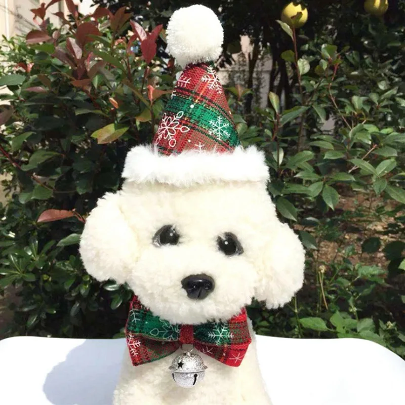 Pet Cloth Necktie/cone Hat For Dogs And Cats Plaids Festival Decoration Holiday Party Accessories