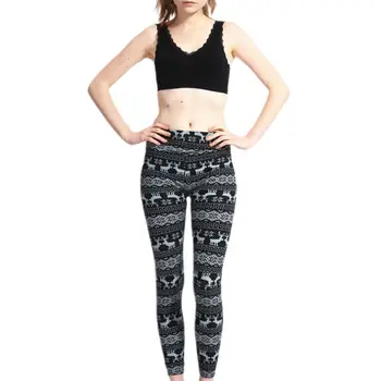 

Womens Autumn Skinny Leggings Christmas Snowflake Reindeer Graphic Print Pants
