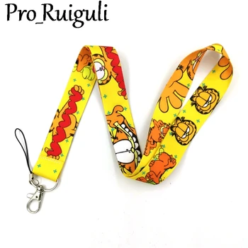 

30pcs Garfield cat cartoon Neck Strap Lanyards ID badge card holder keychain Mobile Phone Strap Gift webbings ribbons decoration
