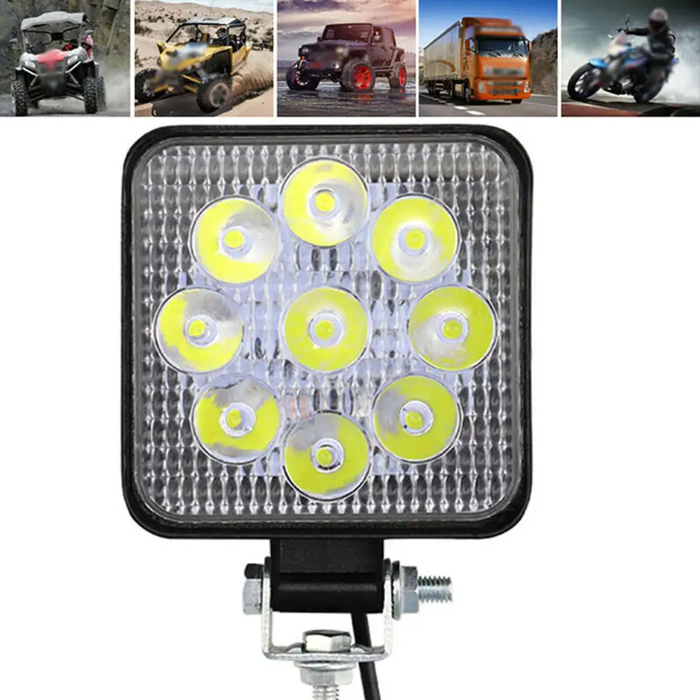 2X квадратный 27 Вт 9LED рабочий светильник 9-30 в внедорожный прожектор Точечный светильник для автомобиля грузовика внедорожника рабочий Blub