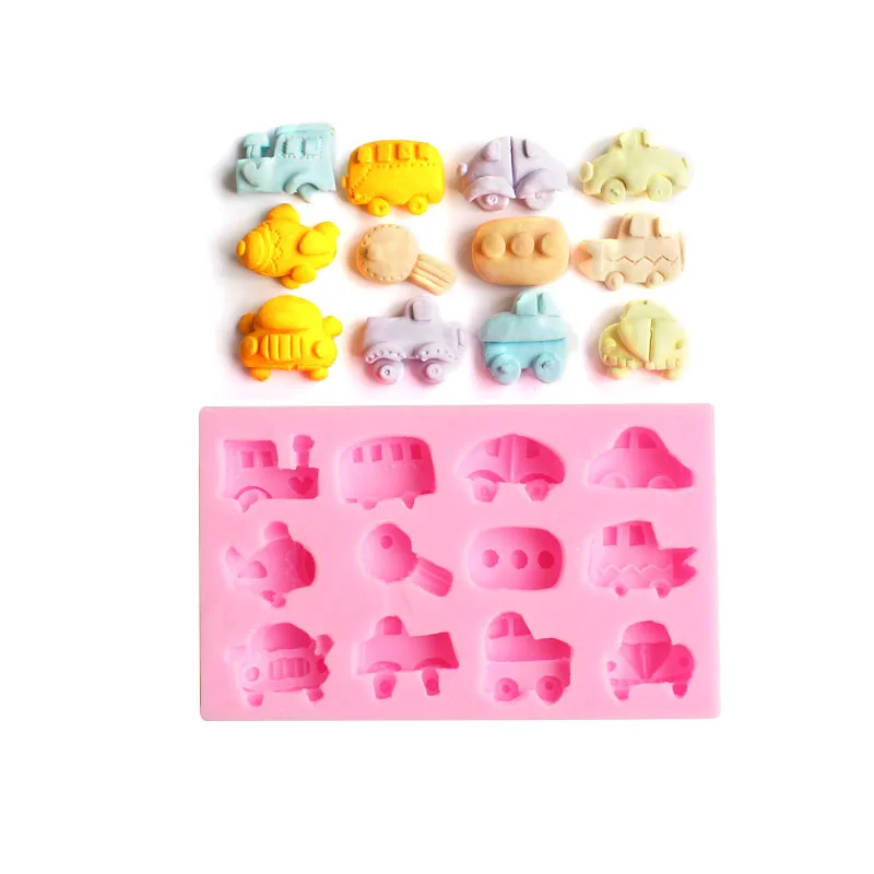 

Car racing train shape silicone mold fondant mold cake decorating tools chocolate cupcake baking gumpaste mold clay tools