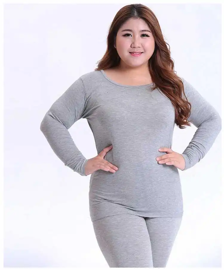 Осеннее платье с длинными рукавами Для женщин Термальность Long Johns черный подштанники; однотонная теплая с О-образным вырезом Термальность нижнее белье размера плюс 3XL 4XL 5XL 90 кг, размер изделия