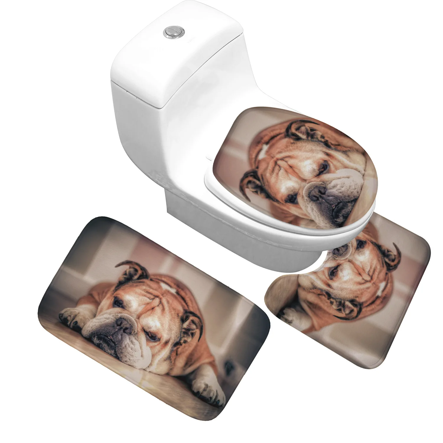 

Комплект из 3 предметов, с животным узором, коврик для ванной комнаты Набор Non-slip Ванная комната ковролин комплект напольный коврик для туалета Ванная комната душевой комнаты впитывающие коврики для ног можно стирать