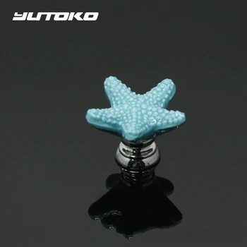 YUTOKO Drawer Knobs Starfish Ceramic Cabinet Pulls Kitchen Handles Cartoon Furniture Handle for Kids Room Furniture Hardware