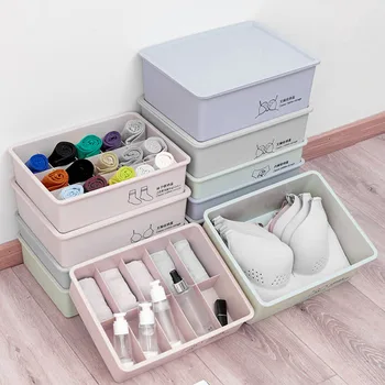 

3PCS/Set Wardrobe Plastic Storage Box For Underwear Socks Bras Tie Scarf Home Organizer DIY Grid Cabinet Storage Drawer Dropship