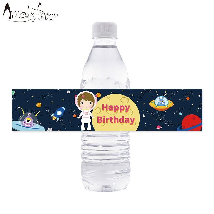 Etiquette De Bouteille D Eau D Astronaute Pour Filles Decorations De Fete D Anniversaire Fournitures De Fete Pour Enfants Emballage Personnalise Aliexpress