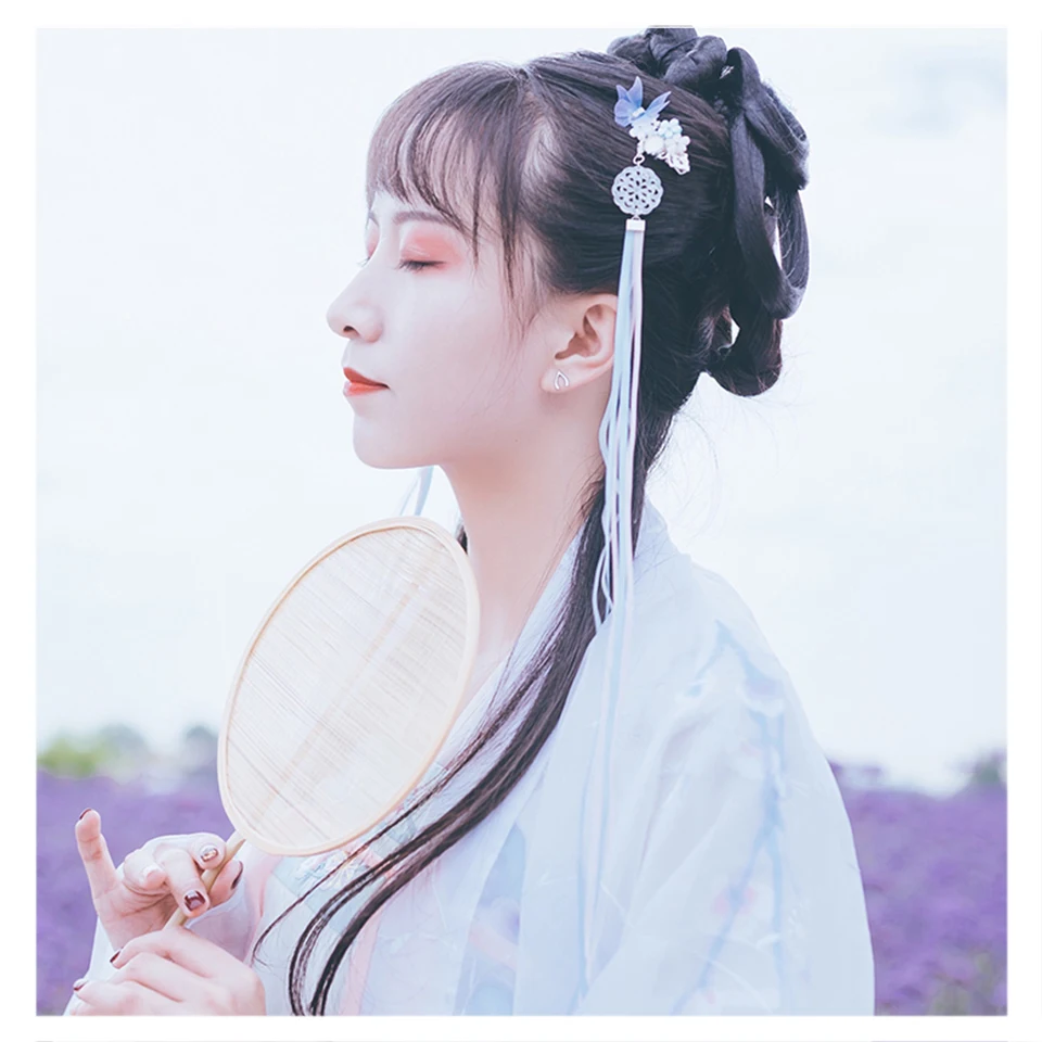 Hanfu бабочка, любовь, цветок палочки для волос головной убор полный набор супер фея Универсальный Цветок Богиня короткие волосы