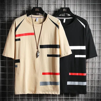 

Fashion Loose Hip Hop Men T-Shirts Printing 2020 Summer Men's T Shirt Casual Streetwear Male Tee Shirts Solid Color Tops