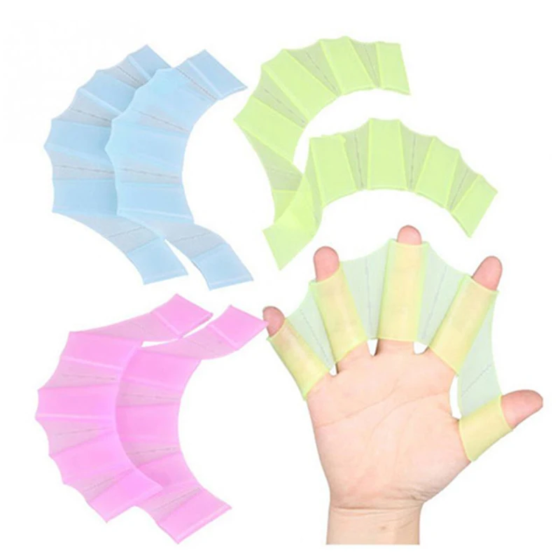 

Hot Swim Swimming Silicone Gear Fins Hand Webbed Flippers Paddle Diving Training Gloves DO2