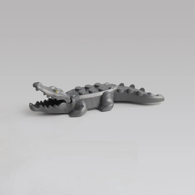 animalworld Panther Snow Leopard Crocodile Tiger Animal Cow Cattle Horse Shark Model Building Blocks Set Bricks kits Bricks Toys - Color: as show