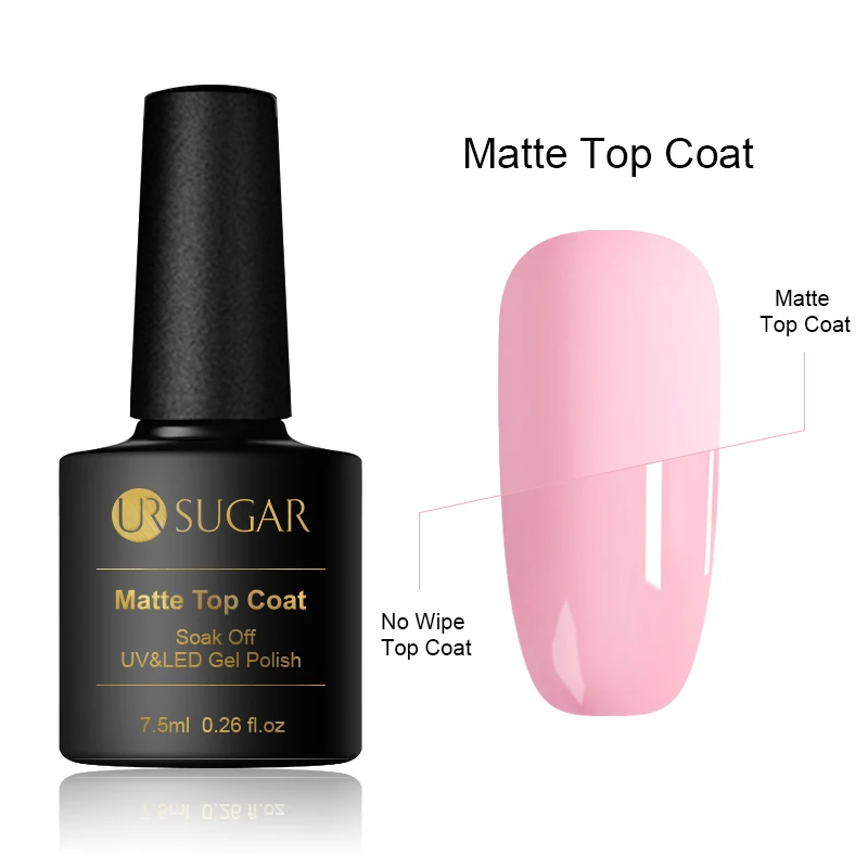 Matte Top Coat 7.5ml UR SUGRA матовый цвет УФ-гель для ногтей 15 мл черный белый чистый замочить от УФ-гель для дизайна ногтей лак верхнее Базовое покрытие гель лак матовый - Цвет: Matte Top Coat 7.5ml