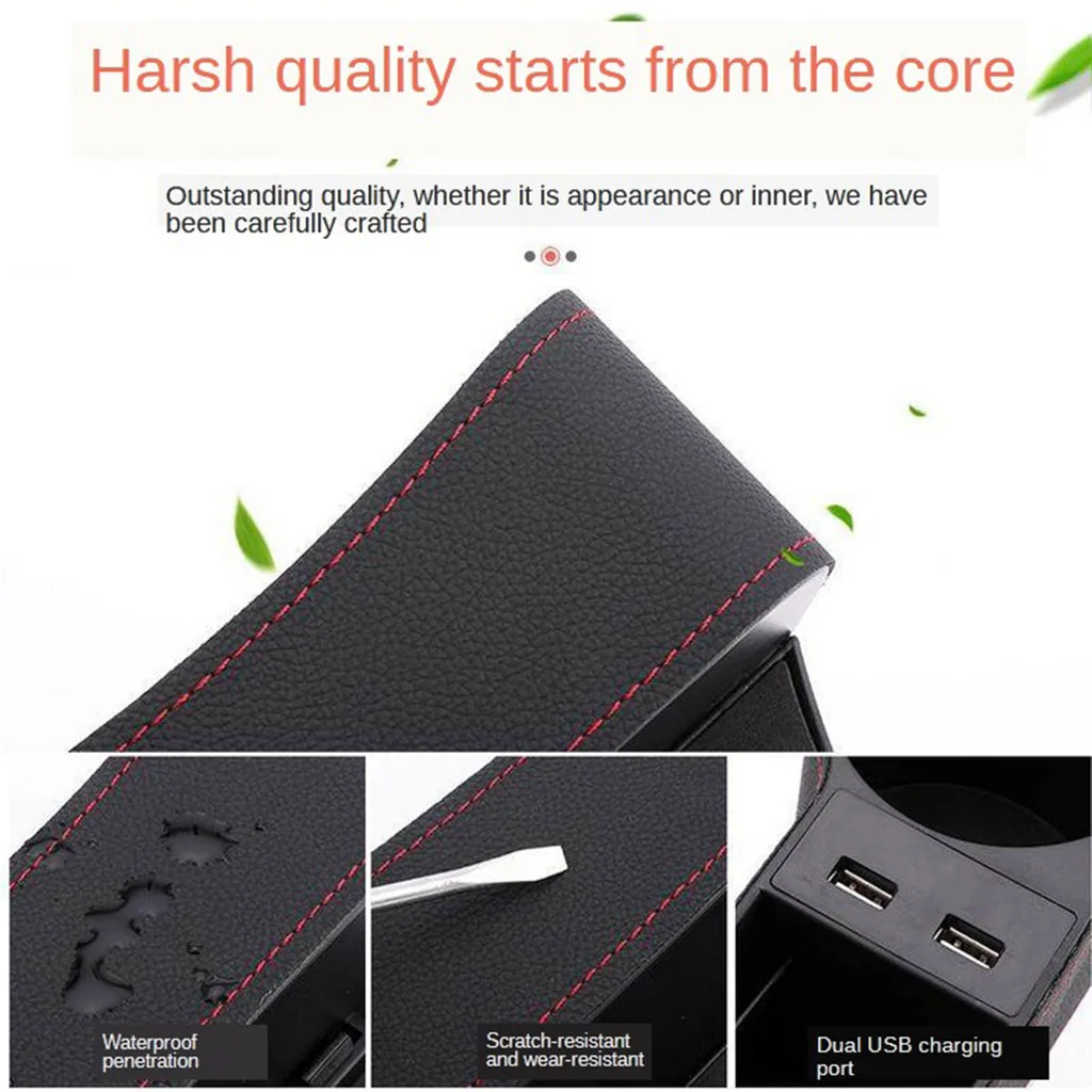 Car Seat Gap Catcher Filler Storage Box Side Pocket Organizer Holder Beige B