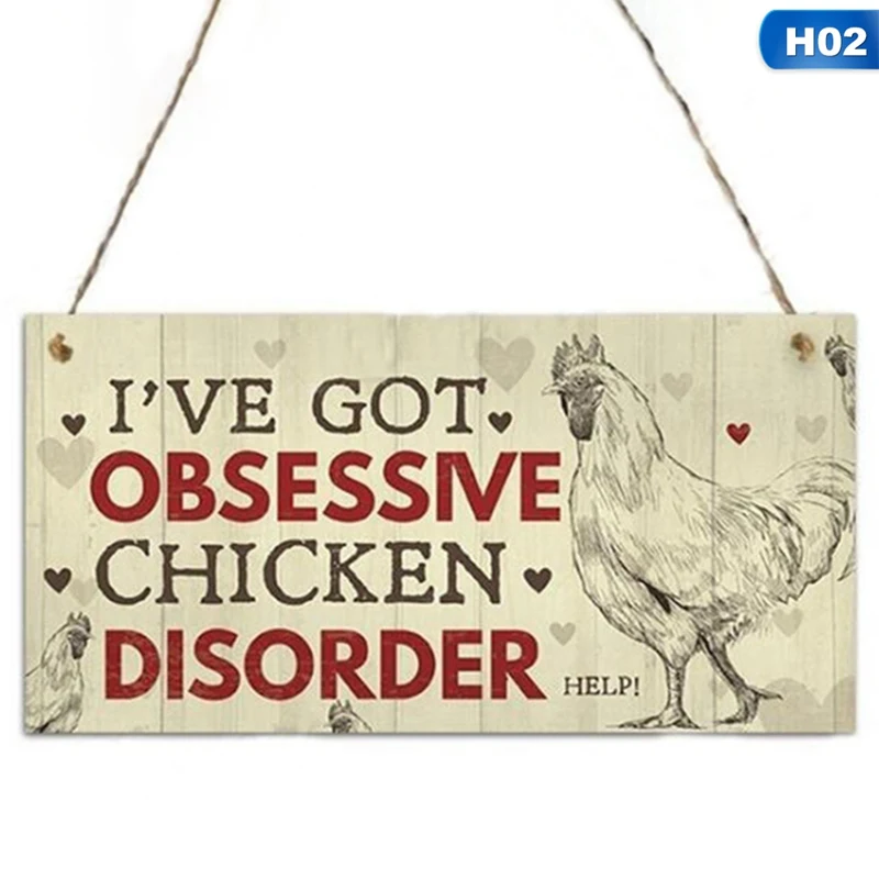 1pcs Wood Chicken Coop Hanging Plates Chicken Signs Letter Print Gift Home As Picture Decor Square Plaque Chicken Hen Sign