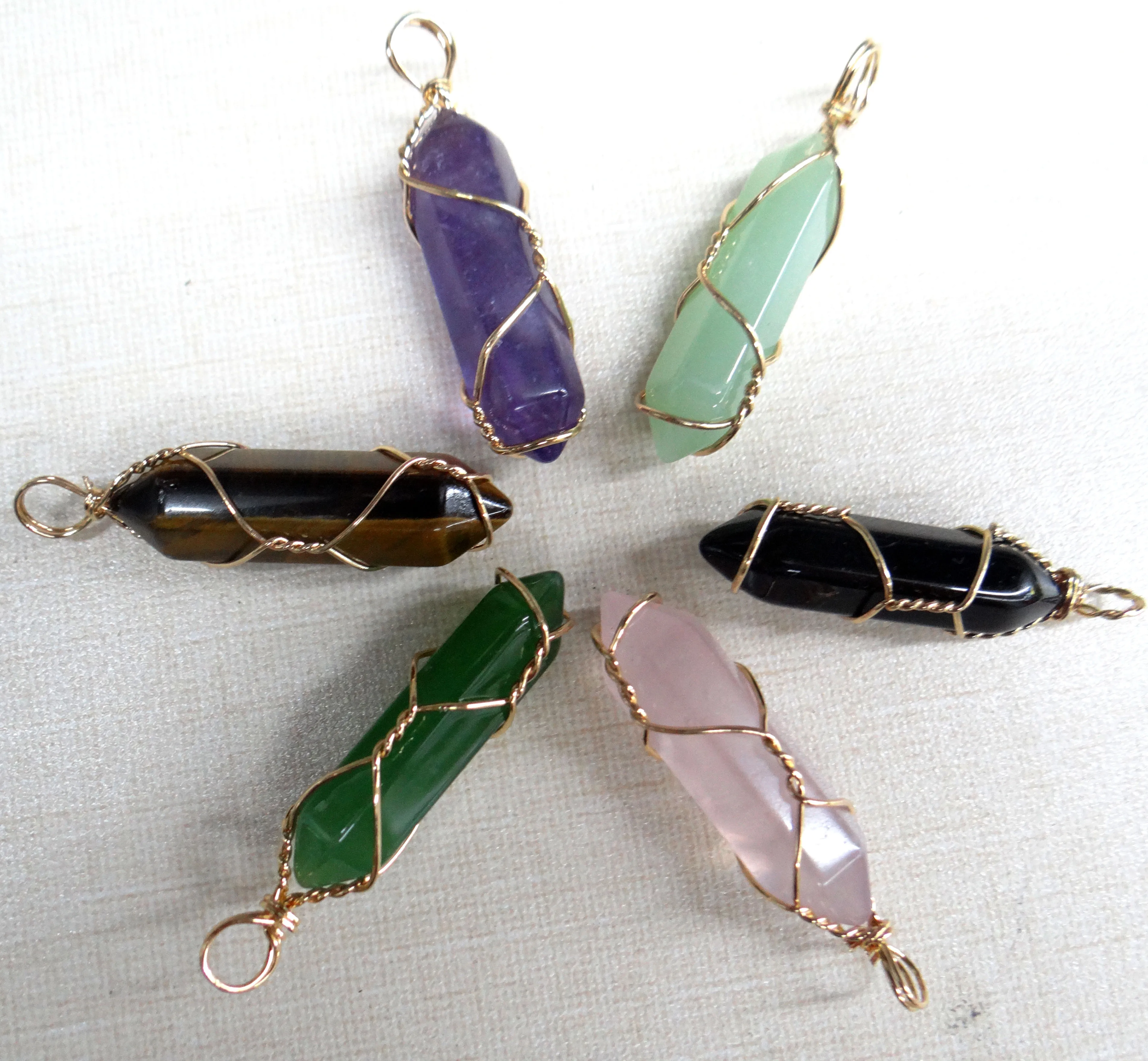 

2020 Natural stone amethysts lapis tiger eye Opal crystal Quartz charm Pendants diy Jewelry making necklaces Accessories24pcs