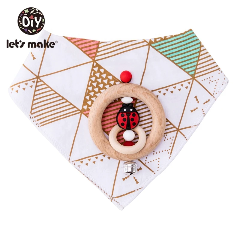 ladybug Let'S Make детские игрушки водонепроницаемый детский нагрудник треугольный мультяшный детский аксессуар для еды детские погремушки в кроватку мобильные погремушки сенсорные прорезыватели - Цвет: ladybug