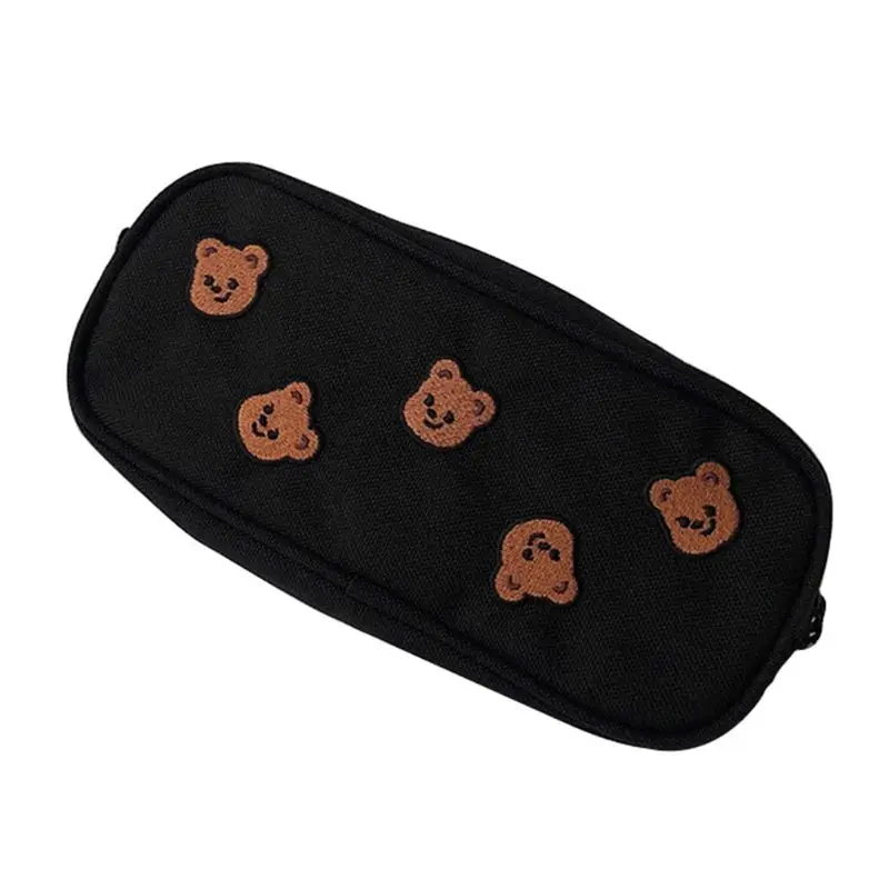 

Kawaii Bear Embroidery Canvas Pencil Bag Pen Case Kids Gift Cosmetic Stationery