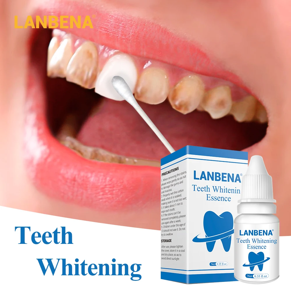 Teeth Whitening Essence Liquid &amp10 pcs Cotton Swab Oral Cleaning Serum Remove Plaque Stains Tooth Bleaching Dental Tools | Красота и