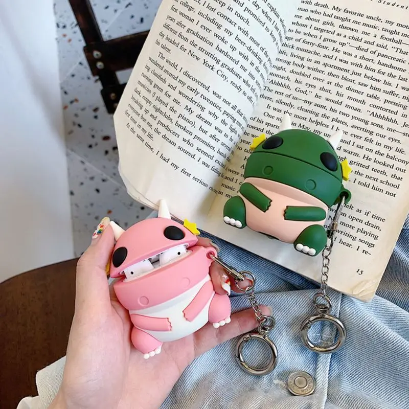 Dinosaur Style Protective Case Silicone Cover with Lanyard for Airpods 1/2 Kit for smart watch