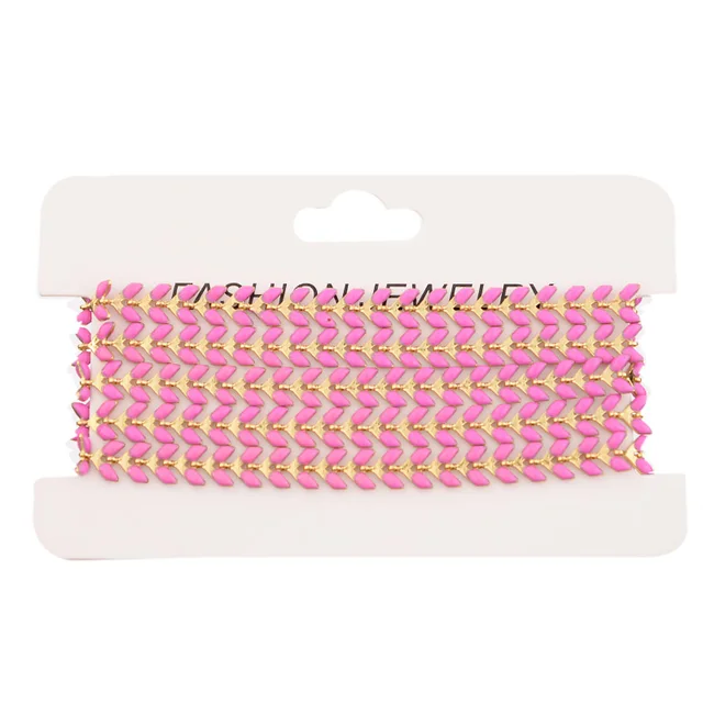 SAUVOO Oil Drop Wheat Shape Link Chains Necklace Gold Copper Chain Design Jewelry Accessories/Jewelry Findings & Components rose red