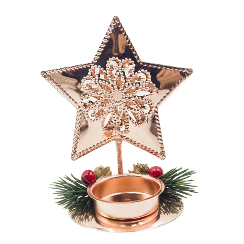UV0953JB Christmas Red Pine Cone Splice Candlestick Creative Christmas Desktop Decor Crafts Unique Household Festival Decor Supplies - Цвет: UV0953JB