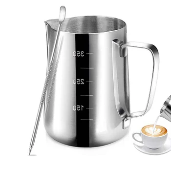 

Scale Milk Pot Stainless Steel Milk Frothing Pitcher Jug Jar With Coffee Latte Art Pen Needle Kitchen Craft