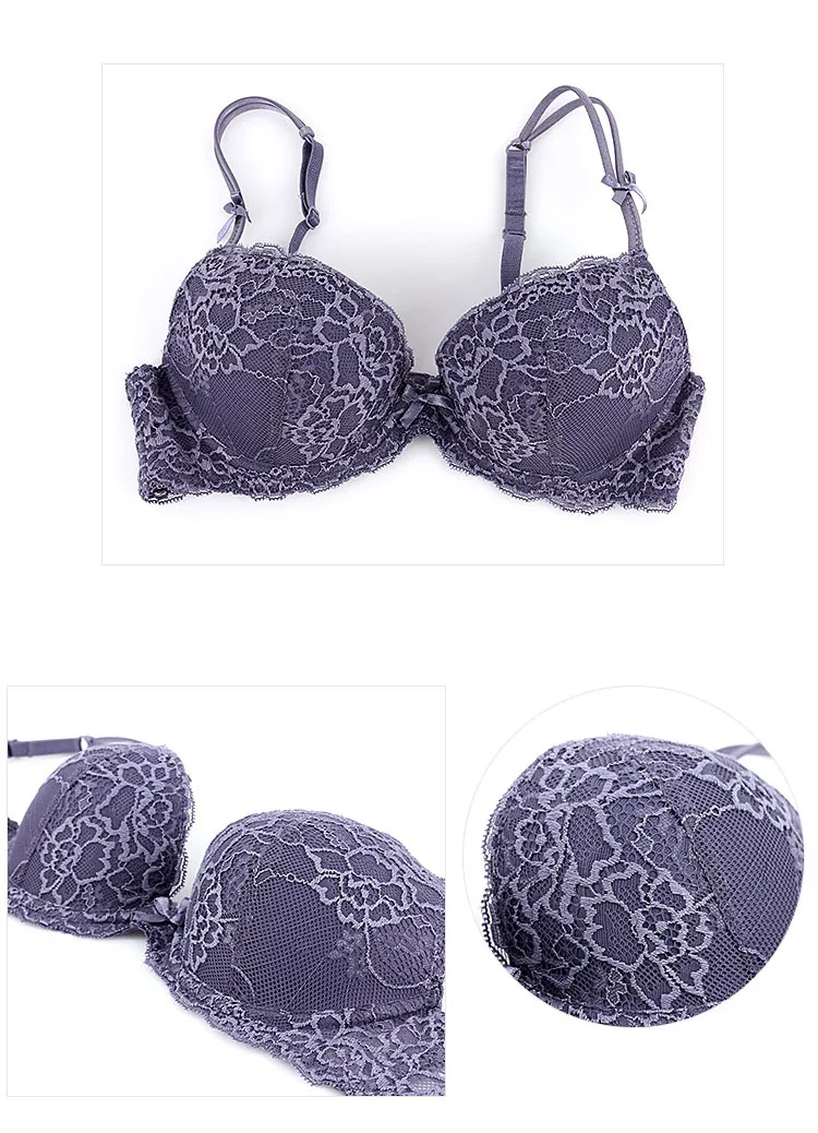 CINOON New Top Sexy underwear Set Push-up Bra And Panty Sets Embroidery Lace Brassiere Adjustable Straps Gathered Lingerie