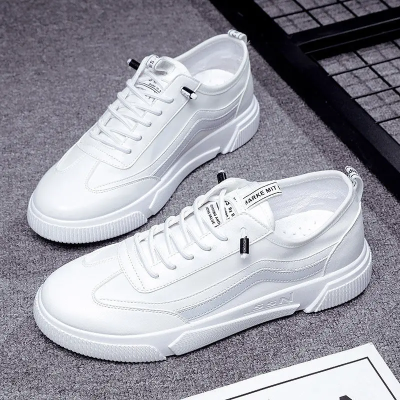 Zapatillas de deporte vulcanizadas de malla para hombre, Tenis para chicos, deportivas de lona y cuero, color blanco, para verano, 2021