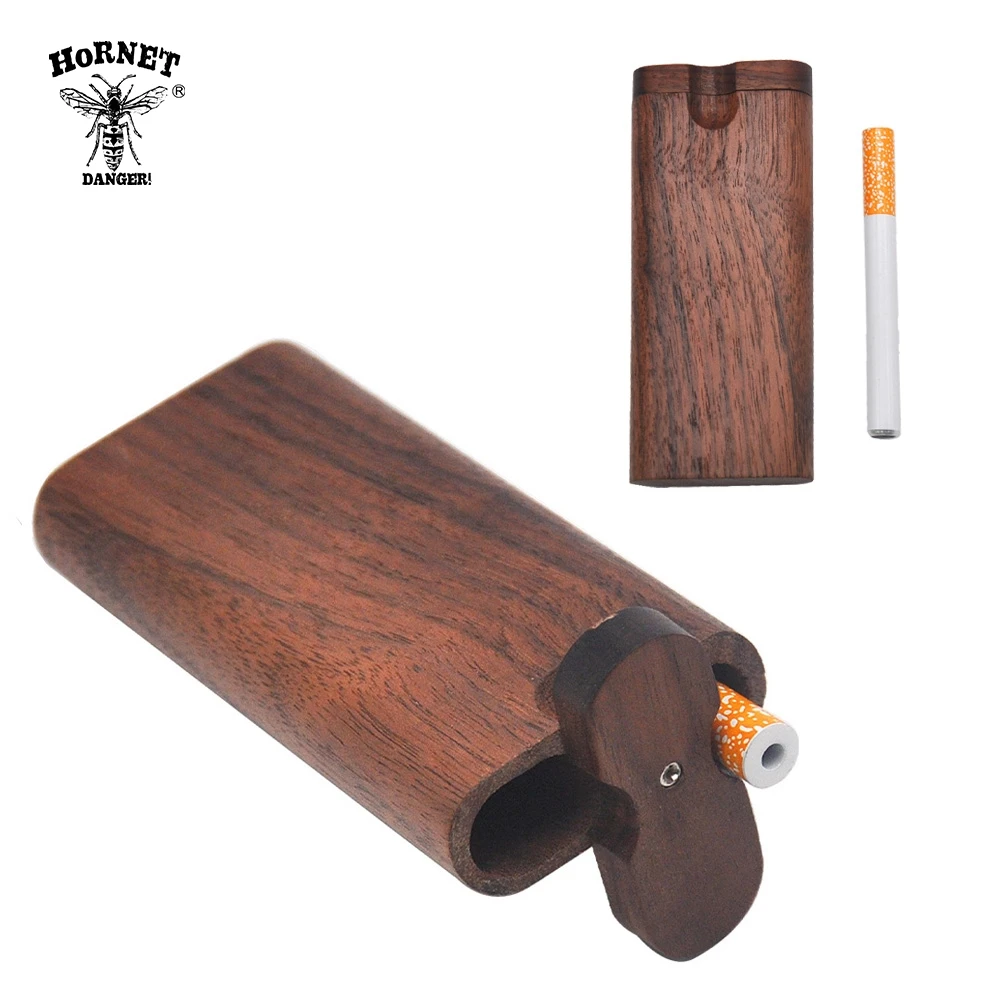 HORNET розовая древесина Dugout Digger One Hitter Pipe натуральная деревянная коробка для хранения с керамическим одним Hitter чехол для хранения курительной трубки