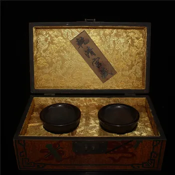 

China old Beijing old goods Set of Patent Painted Dragon Box Horn Bowl