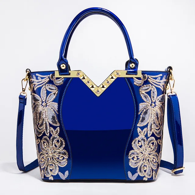 Fashion New Brand Designer Women Handbag Embroidered Bright Leather Shoulder Bag Tote Bag High-End Large-Capacity Messenger Bag 1