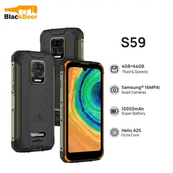 DOOGEE S59 IP68/IP69K Rugged Cellphones Helio A25 Octa Core Mobile Phones 4GB 64GB Android 10 Smartphone 10050mAh Super Battery