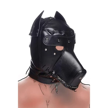 Leather Padded Hood Mask Blindfold Head Restraint Harness Mask, BDSM Bondage Gimp,Sexy Costume 5