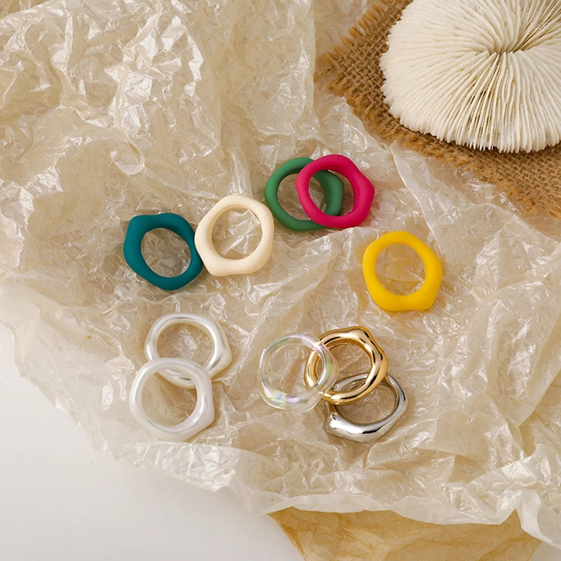 Anillos coloridos de resina acrílica para mujer, joyería acrílica, anillo geométrico Vintage, 2021