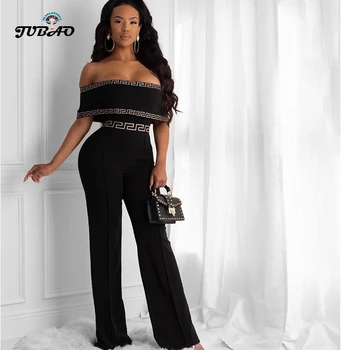 

bandage Black Off Shoulder Rompers sexy Bodycon Jumpsuits women Full Sleeve Elegant Casual African Jumpsuits New 2020 party club