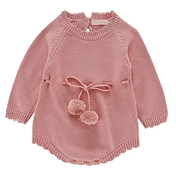

Winter Baby Girl Sweater Romper Ball Design Infant Long Sleeve Knit Cute Bodysuit Newborn Outfits Hot