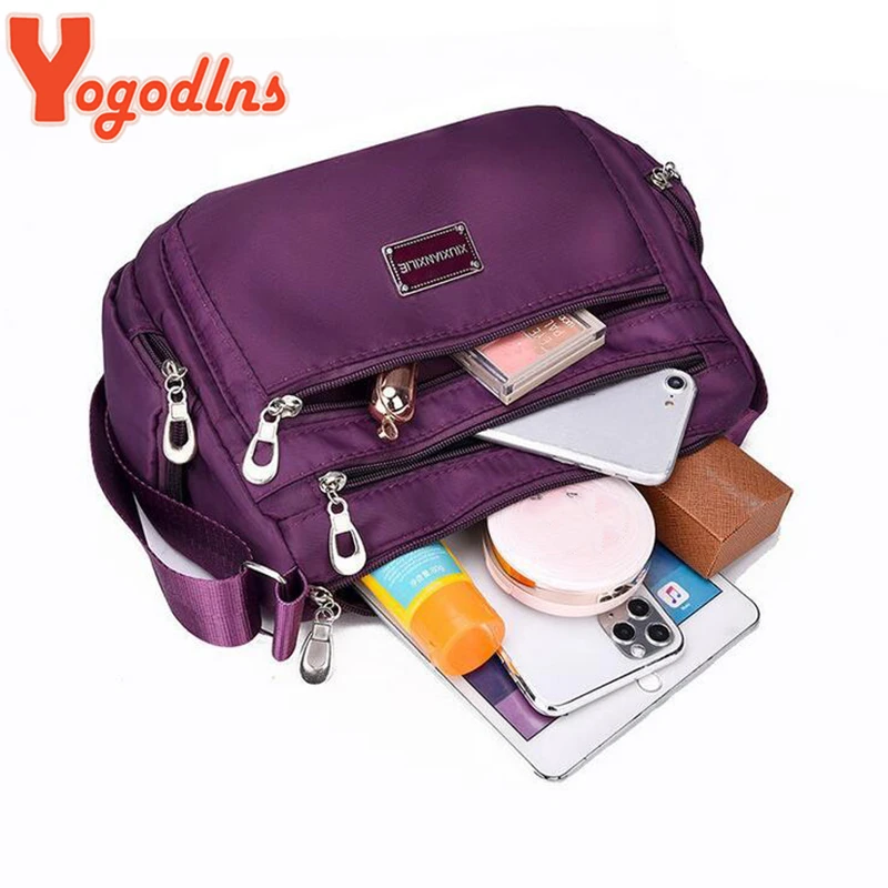 Yogodlns Women Nylon Shoulder Bag Waterproof Multi-pocket Zipper Bag Ladies Travel Messenger Bag For Designer Bolsa Feminina Sac