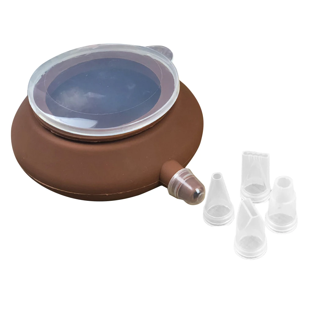 Pack 5 Nozzles Decorating Silicone Piping Icing Bag Pen Macaroon Nozzle Tips