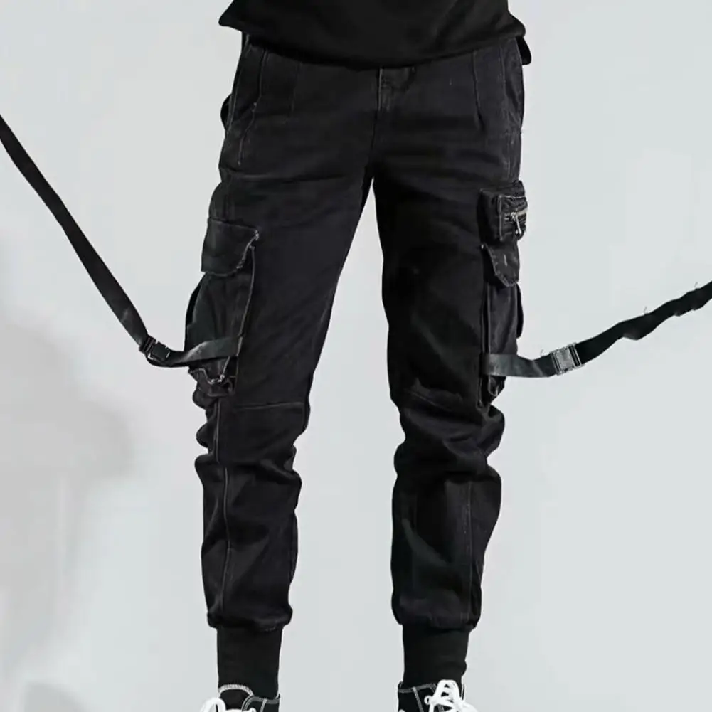 Autumn Pants Soft Men Pants Multi Pockets Ankle-banded  Terrific Great Stitching Men Trousers