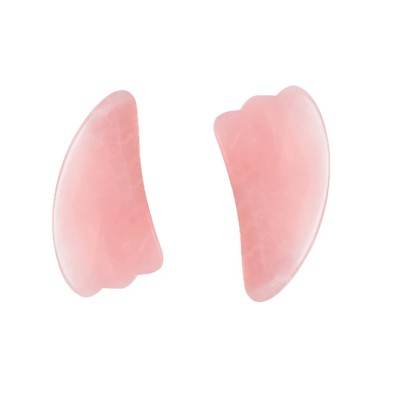 2шт Нефритовый камень гуаша с пилообразным натуральным розовым кварцем лицевой