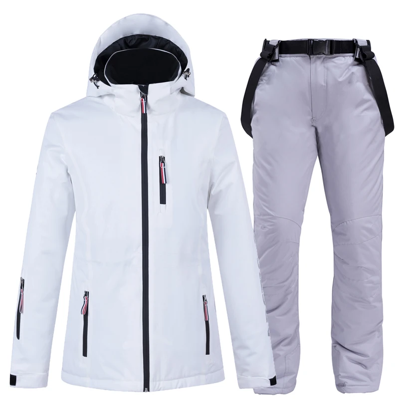 30 чисто белая женская зимняя одежда, одежда для сноуборда, костюм, наборы 10 k, водонепроницаемый ветрозащитный зимний костюм, лыжная куртка+ ремень, зимние штаны - Цвет: picture jacket pant