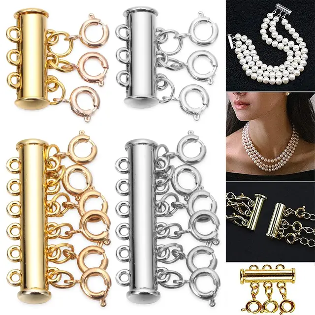 Antika - Layered Necklace Spacer Clasp,Magnetic Slide Clasp Lock Necklace  Connector Multi Strands Slide Tube - kitantik 