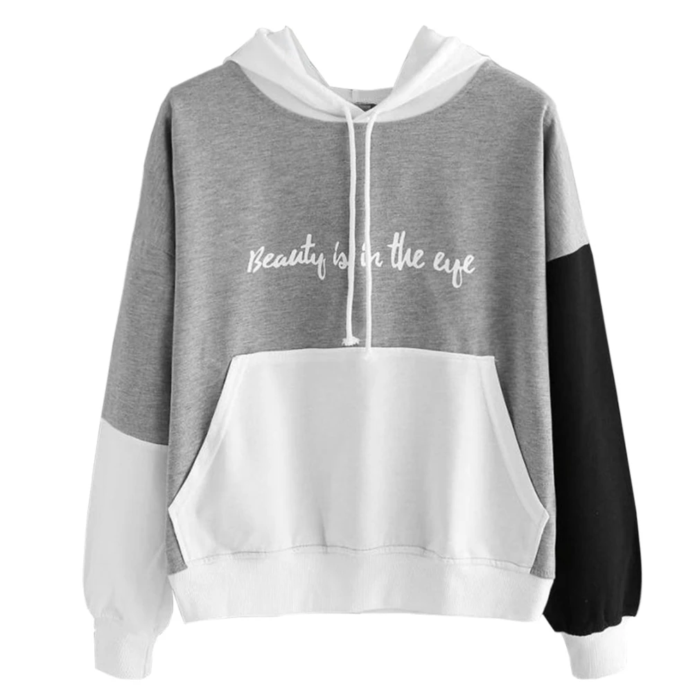 Женская толстовка с капюшоном Kpop пуловер длинным рукавом и надписью большие