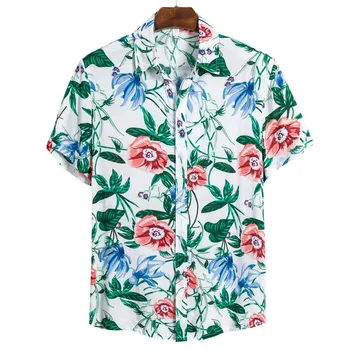 

The most handsome shirt! Mens Ethnic Short Sleeve Casual Printing Hawaiian Shirt Blouse рубашка Purchasing Wholesaler summer