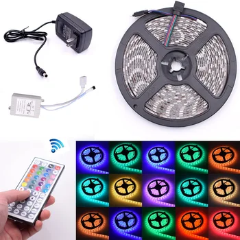 

Plastic 300-LED SMD3528 24W RGB IR44 Light Strip Set with IR Remote Controller (White Lamp Plate) UD88