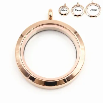 

10Pcs/lot 20mm 25mm 30mm Rose Gold Plain Screw Floating Locket Stainless Steel living Memory Glass Locket Pendant