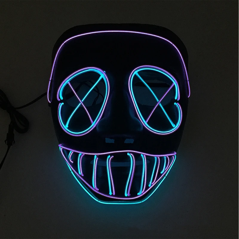 Full Face EL Wire Face Mask Eco-friendly Plastic Luminous Halloween Glowing Entertainment Mask