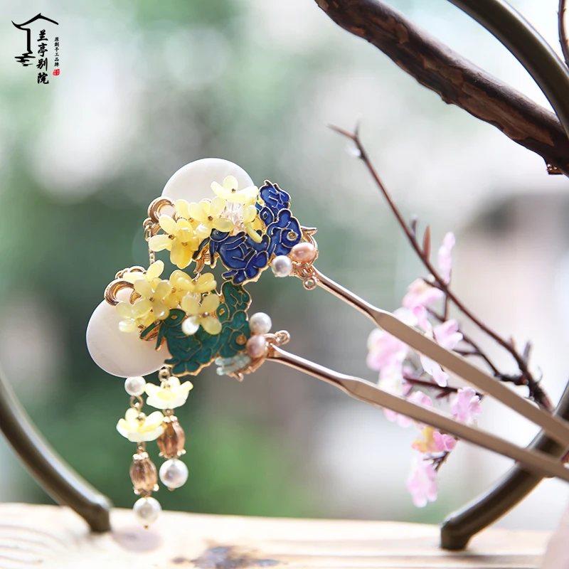 fragrans stick 2pcs Китайский Праздник середины осени специальная серия оригинальные украшения для волос ручной работы с Луной, кроликом и ароматами элементы тематические аксессуары для волос - Цвет: fragrans stick 2pcs