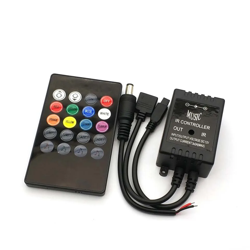 LED IR Music Remote Controller 20 Key Sound Sensor for RGB 5050 3528 Strip Light 
