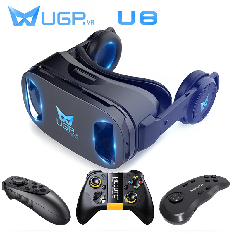 

UGP U8 VR Glasses 3D Headset Version IMAX Virtual Reality Helmet Movie Games With Headphone 3D Glasses Box Optional Controller